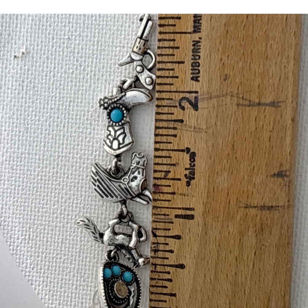 Earrings Silver Tone Turquoise Western Horse Boot Pistol Post Dangle New - Picture 4 of 4